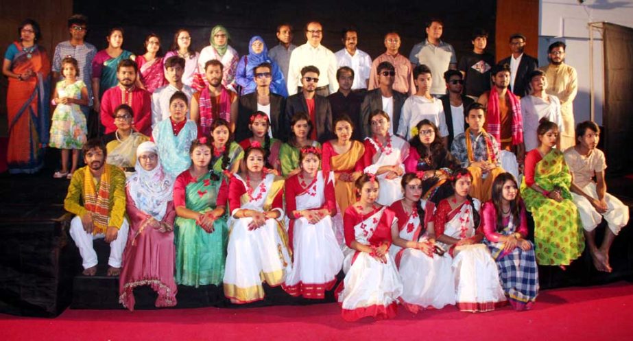 Students of Bangla Department of Jagannath University celebrating the 13th anniversary of the University on Tuesday.