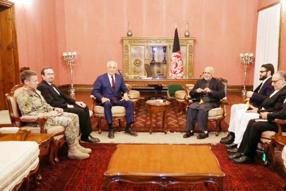 Afghanistan's President Ashraf Ghani Â® and U.S. special envoy for peace in Afghanistan, Zalmay Khalilzad, (L) meet in Kabul, Afghanistan.