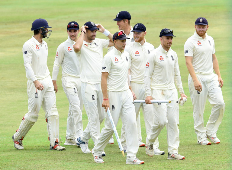 Players of England team coming out from the field after beating Sri Lanka in the second Test at Kandy of Sri Lanka on Sunday.