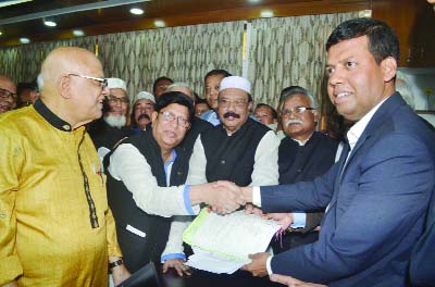 SYLHET: Dr AK Abdul Momen, Bangladesh Awami League nominated candidate for Sylhet-1 Constituency and former permanent representative to the United Nations submitting nomination paper to Returning Officer and Deputy Commissioner M Kazi Emdadul Islam on Wed