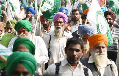 Farmers have flooded into Delhi in a mass protest.