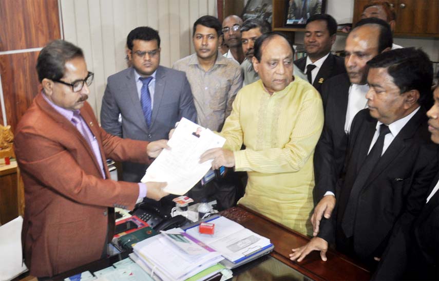 BNP nominated candidate Abdullah Al Noman for Chattogram-10 seat submitting nomination to Returning Officer on Wednesday.