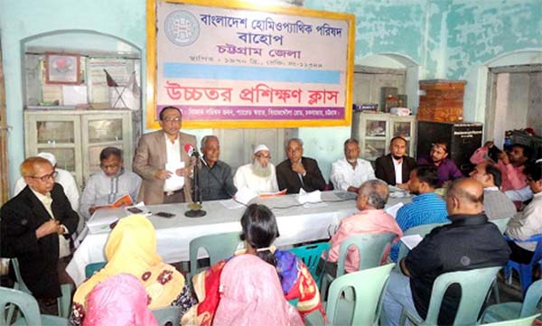 Secretary General of BAHOP Central Committee Dr Anjan Kumar Das addressing a homoeo seminar at Science Council Auditorium in the city on Friday.