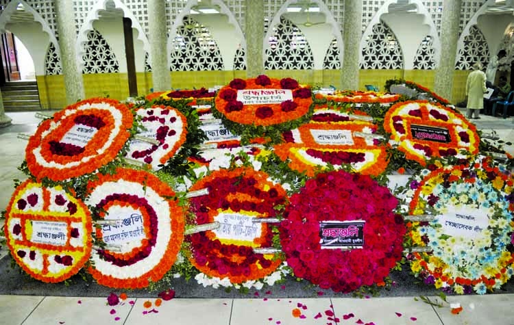 The Mazar of Huseyn Shaheed Suhrawardy in the city bedecked with flowers placed by different organisations marking his 55th death anniversary on Wednesday.