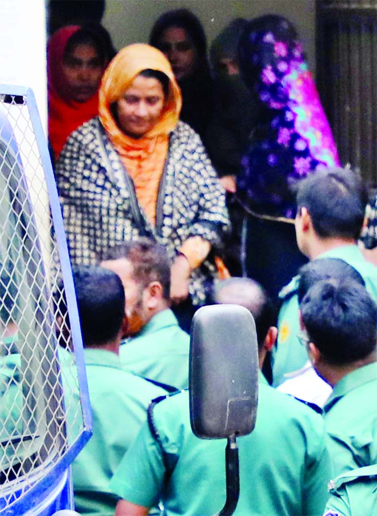Viqarunnisa teacher Hasna Hena being sent to jail in a case filed in connection with suicide of Aritree Adhikari on Thursday.