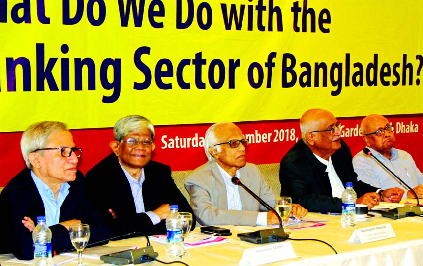 Dr Debapriya Bhattacharya, Distinguished Fellow of the Centre for Policy Dialogue (CPD), speaking at a dialogue titled, "What Do We Do with the Banking Sector of Bangladesh?" at the Khazana Gardenia Banquet Hall in Dhaka on Saturday. Professor Wahidudd