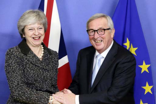 President Jean-Claude Juncker said ahead of talks with May there was "no room whatsoever for renegotiation""."