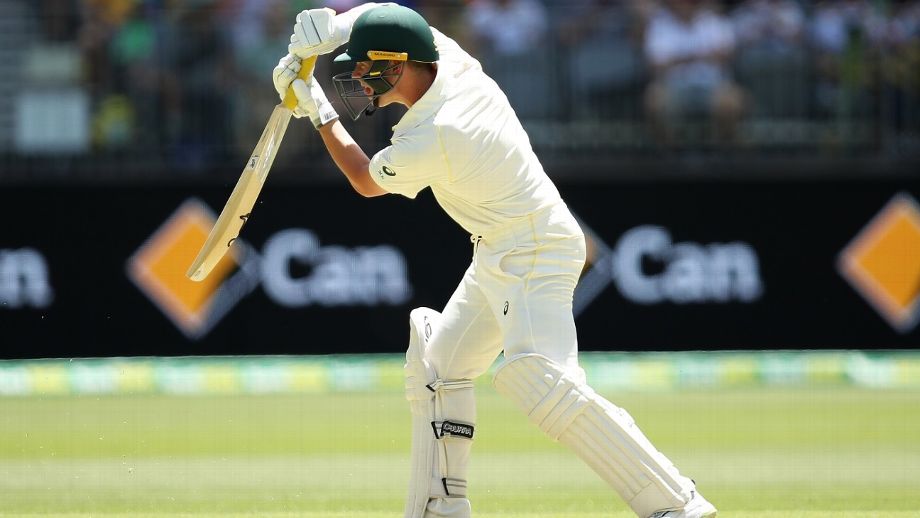 Marcus Harris of Australia presents a straight bat shot during the first day play of the second Test between Australia and India at Perth on Friday.