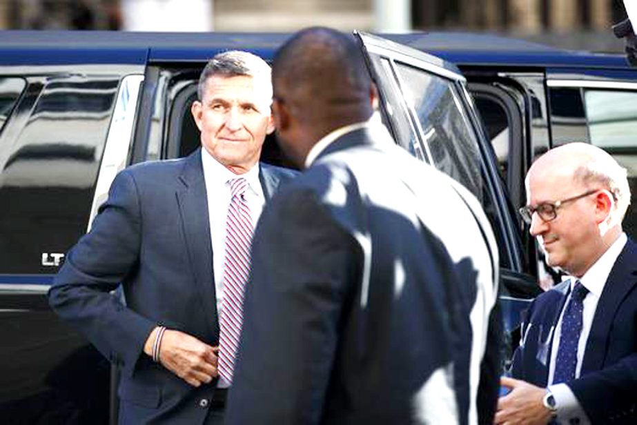 President Donald Trump's former National Security Advisor Michael Flynn arrives at federal court in Washington on Tuesday.