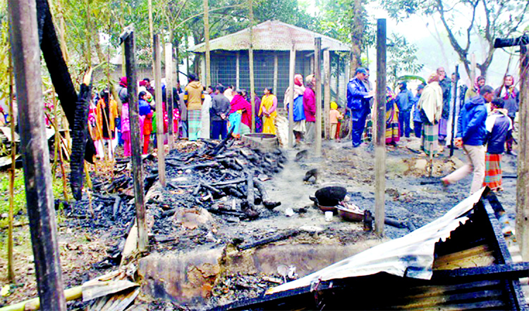 Miscreants set a house on fire early Friday morning at Sadar upazila in Thakurgaon.