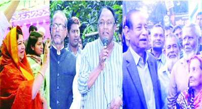 RANGPUR: AL candidates from Rangpur-6 and Jatiya Sangshad Speaker Dr Shirin Sharmin Chaudhury at an election campaign at Pirganj on Thursday.