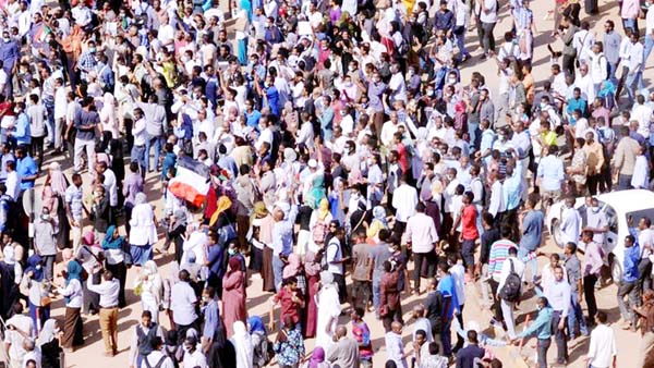 Hundreds of worshippers emerged from the mosque in Khartoum's twin city of Omdurman following Friday prayers.