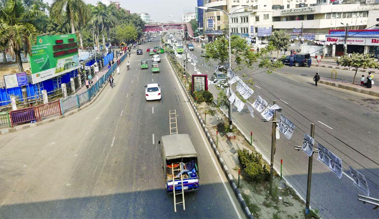 Dhaka city looks deserted as all vehicles banned from Saturday 12 midnight to Sunday 12 midnight. This photo was taken from Farmgate area on Saturday.