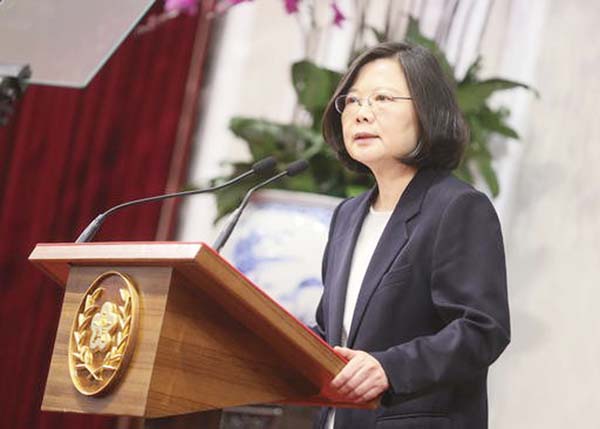 Taiwan's President Tsai Ing-wen delivers a year-end speech during an international press conference at the presidential office in Taipei, Taiwan. AP file photo