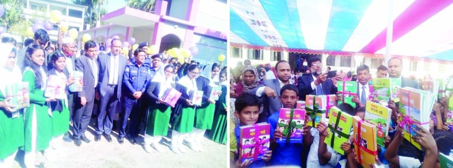 KISHOREGANJ: Textbook distribution programme held at SV Govt Girlsâ€™ Primary School and Kumidini Govt Primary School marking the Textbook Festival yesterday . DC Md. Sarowar Morshed Chowdhury inaugurated the programme as Chief Guest.