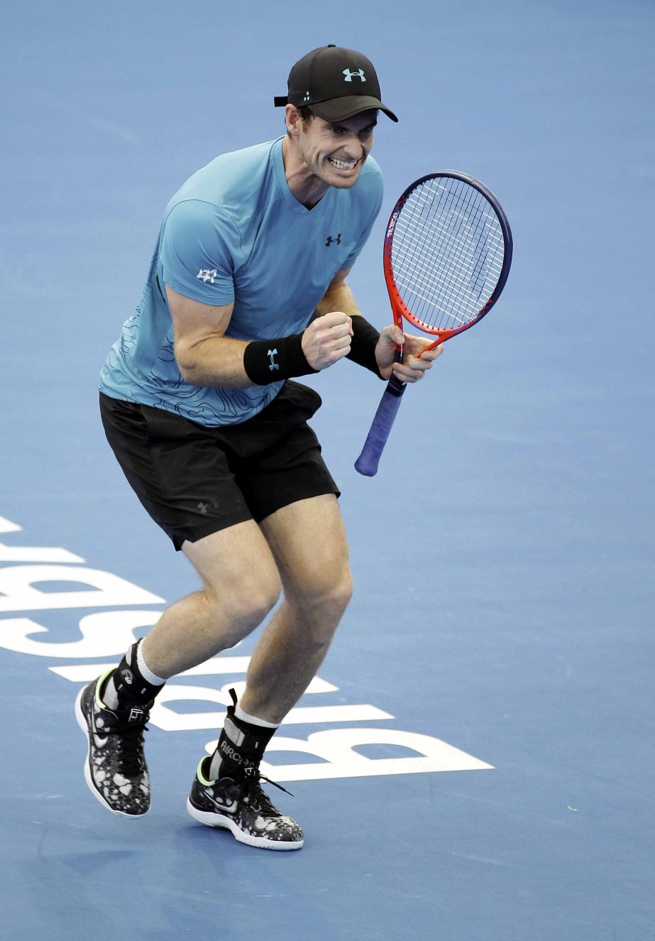 Andy Murray of Britain reacts after winning his match against James Duckworth of Australia at the Brisbane International tennis tournament in Brisbane, Australia on Tuesday.