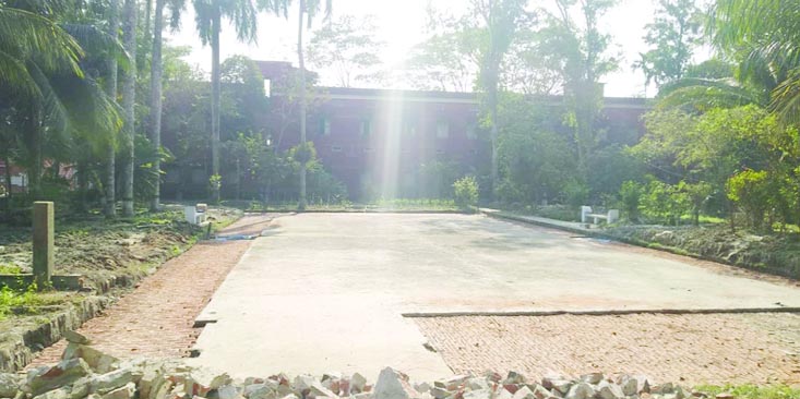 BARISHAL : A view of abandoned lawn-tennis court at Botanical Garden of Govt. BM College .