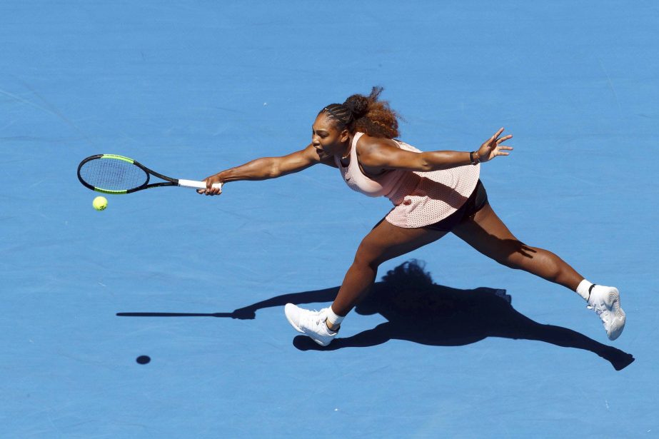 Serena Williams of the United States, stretches during her match against Britain's Katie Boulter of the Hopman Cup in Perth, Australia on Thursday.