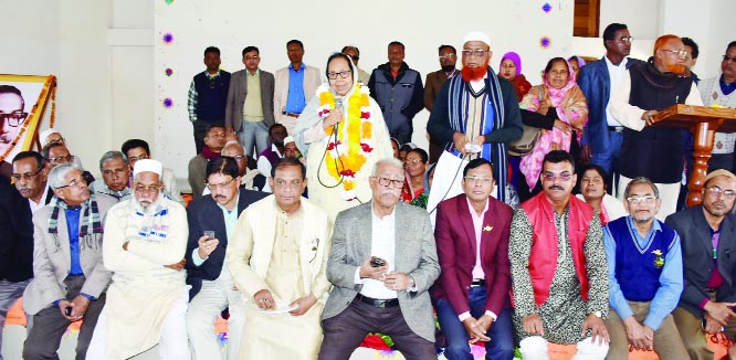 RAMPAL (Bagerhat): Newly- elected MP from Bagerhat-3 Habibun Nahar speaking at a reception accorded to her by party activists on Wednesday.