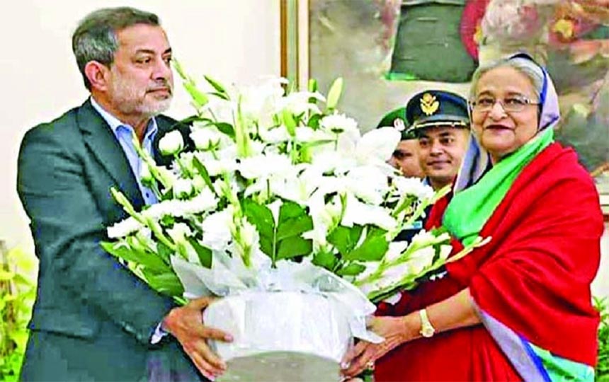 Newly- elected Member of Parliament from Chattogram -6 Constituency ABM Fazle Karim greeted AL President and Prime Minister Sheikh Hasina for landslide victory in the just concluded national election in the country through presenting bouquet to Prime Mi