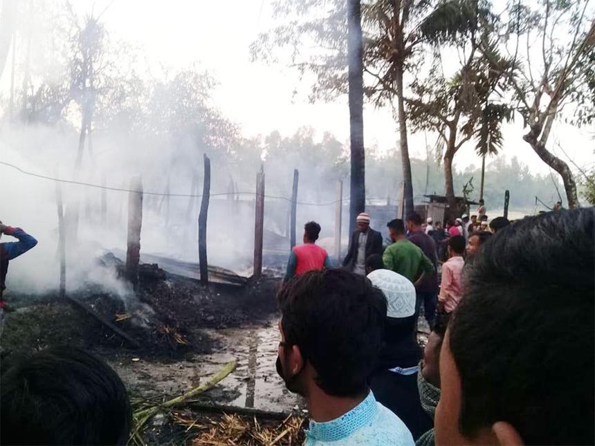 Three houses were burnt to ashes at Khondkar Para village in Chakaria Municipality of Cox's Bazar on Friday.