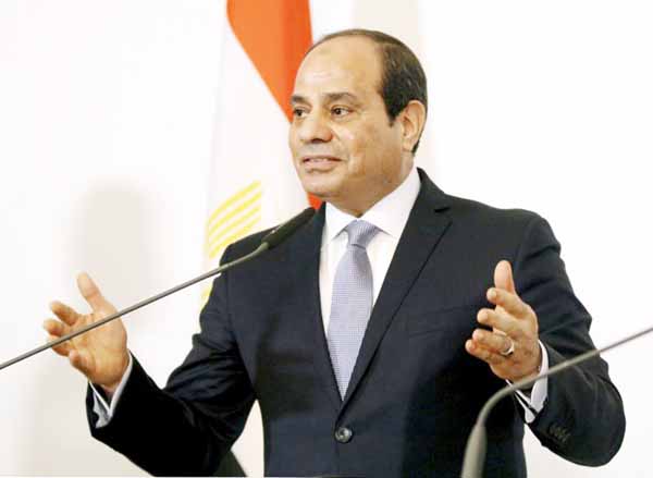 Egyptian President Abdel-Fattah el-Sissi addresses the media during a joint press conference at the federal chancellery in Vienna, Austria.