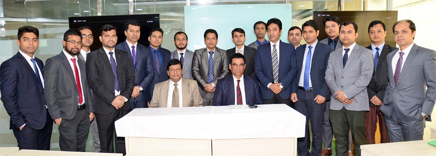 Md. Abdul Halim Chowdhury, Managing Director of Pubali Bank Ltd, poses for a photograph with the participants of a training course on "Orientation Training Programme for Senior Officer (Audit Officers)" at its Training Institute recently.