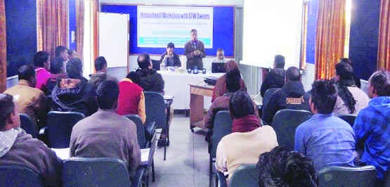 NILPHAMARI: Agriculturist Abul Kashem Azad, Deputy Director, Department of Agriculture Extension in Nilphamari addressing a motivational workshop on Alternate Drying and Wetting (AWD) irrigation technology organised by RDRS Bangladesh, Nilphamari Distric