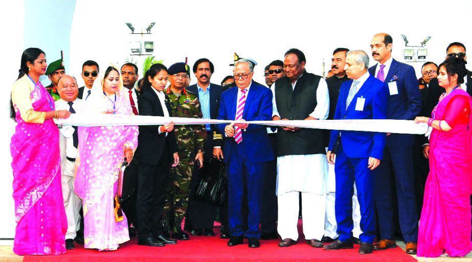 President Abdul Hamid, inaugurating DITF-2019 (24th International Trade Fair) by cutting ribbon at Agargaon in the city on Wednesday.