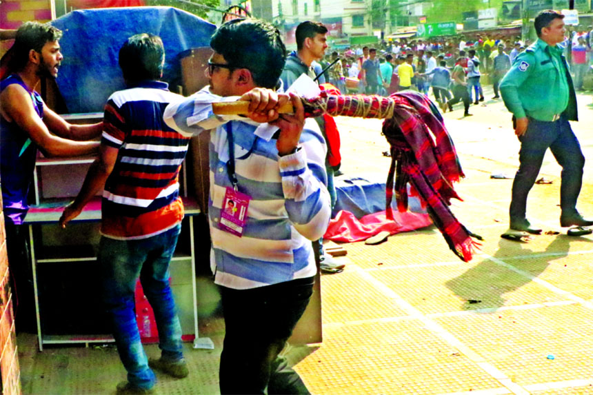 Angry cricket fans engaged in clash on the eve of buying tickets for the match of UCB 6th Bangladesh Premier League T20 cricket between Dhaka Dynamites and Rangpur Riders outside of Sher-e-Bangla National Cricket Stadium in the city's Mirpur on Friday.
