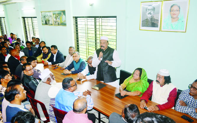 SYLHET: Badar Uddin Ahmed Kamran., Former Mayor Sylhet City Corporation and President of Sylhet City Awami League speaking at a discussion meeting as Chief Guest on the occasion of the Bangabandhu's Homecoming Day jointly organised by Sylhet City