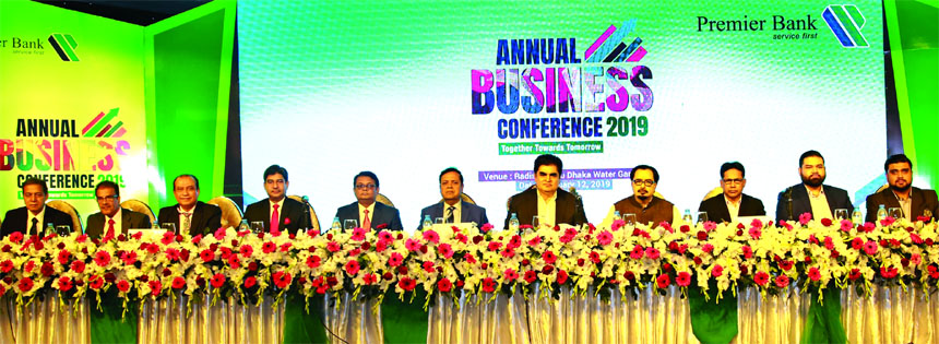 Dr. HBM Iqbal, Chairman, Board of Directors of Premier Bank Limited, presiding over its Annual Business Conference-2019 at Radisson Blu Water Garden Hotel in the city on Saturday. BH Haroon, MP, Abdus Salam Murshedy, MP, Mohammad Imran Iqbal, Directors, S