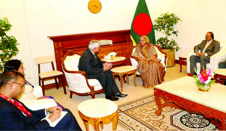 Nepalese envoy to Bangladesh Prof. Dr.Chop Lal Bhusal paid a farewell call on Prime Minister Sheikh Hasina at the latter's office on Tuesday. BSS photo