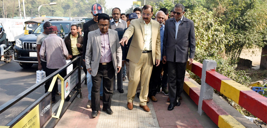 CCC Mayor A J M Nasir Uddin visiting beautification work from Tiger Pass to Dewanhat Over Bridge recently.