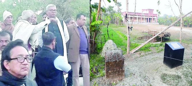 BARISHAL: Md Shah Alam MP visiting Banoripara Liberation War Monument in Barishal yesterday.