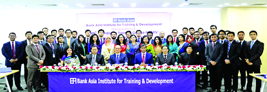 Rumee A Hossain, EC Chairman of Bank Asia Limited, poses for a photograph with the participants of the 49th Foundation Training Course for 42nd Management Trainees at the Banks Training & Development Institute in the city recently. Md. Arfan Ali, Managing