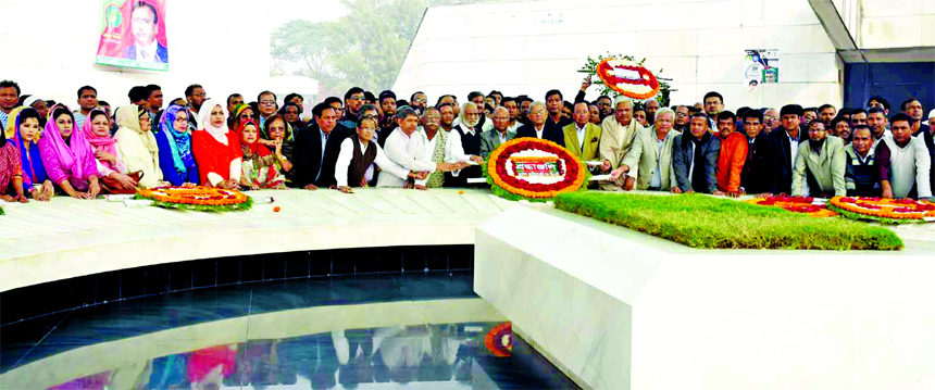 Marking the 83rd birth anniversary of Shaheed President Ziaur Rahman, BNP Secretary General Mirza Fakhrul Islam Alamgir and other senior leaders placing wreaths at the Zia's Mazar in Sher-e-Bangla Nagar on Saturday.