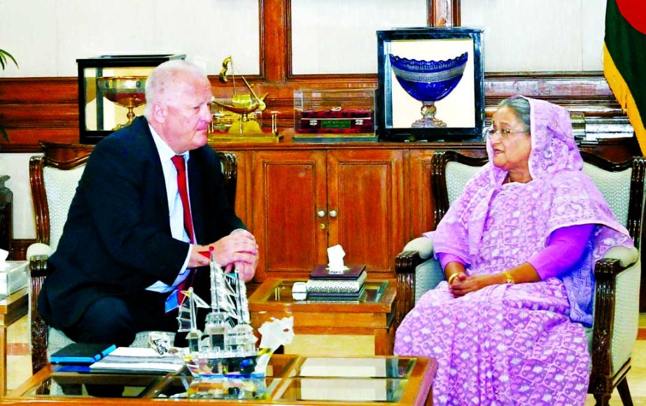 German Ambassador to Bangladesh Peter Fahrenholtz called on Prime Minister Sheikh Hasina at Ganobhaban in the city on Tuesday. BSS photo
