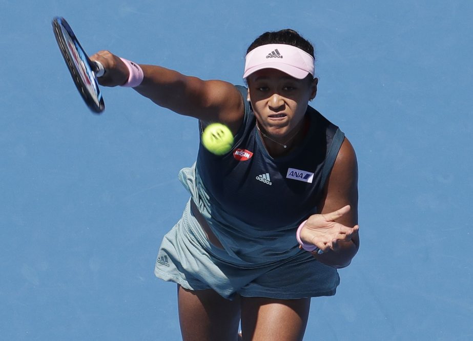 Japan's Naomi Osaka makes a forehand return to Ukraine's Elina Svitolina during their quarterfinal match at the Australian Open tennis championships in Melbourne, Australia on Wednesday.