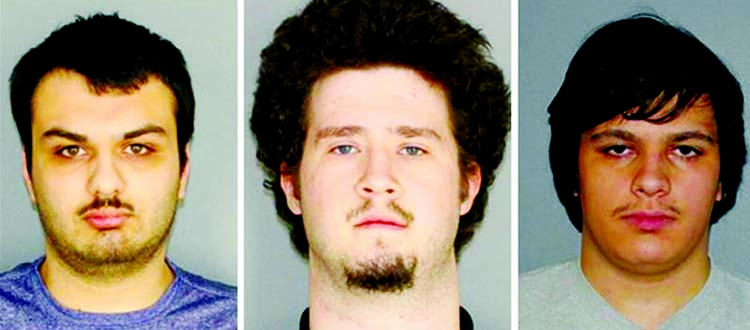 From left: Vincent Vetromile, Brian Colaneri, Andrew Crysel, face weapons and conspiracy charges.