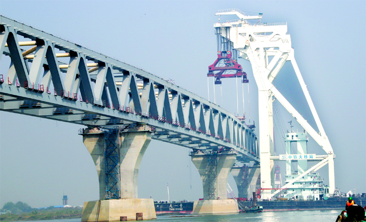 The sixth span of Padma Multipurpose was installed on Wednesday.