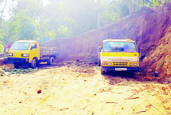 MOULVIBAZAR: Illegal hill cutting goes unabated in Moulvibazar and its adjoining areas defying ban. This snap was taken on Wednesday.
