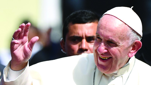 Pope Francis on the first day of his visit for a global gathering of Catholics for World Youth Day.