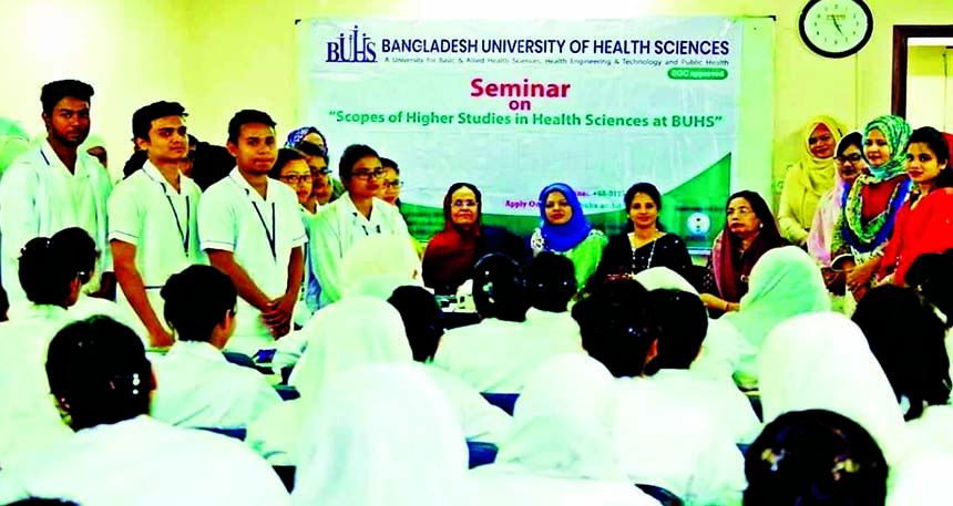 Participants at a seminar on "Scopes and Opportunities of Health Promotion & Health Education for Future Public Health Professionals" organised recently by the Department of Health Promotion & Health Education (HP & HE), Bangladesh University of Health