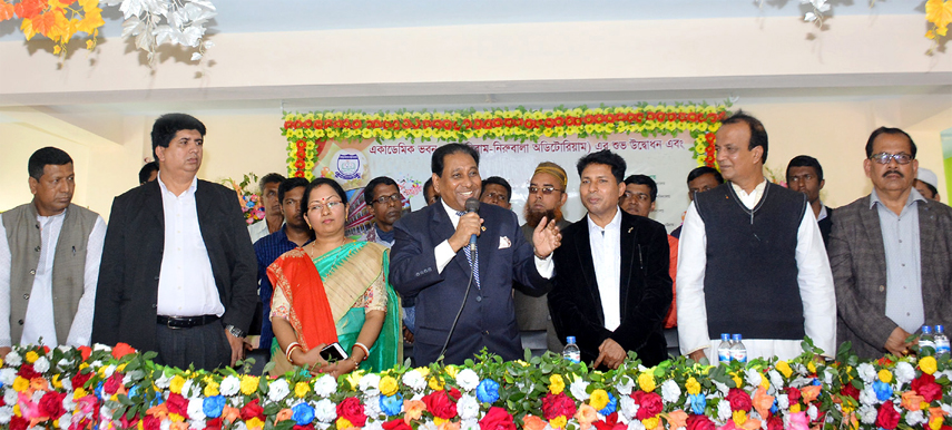 Prof Dr Iftekhar Uddin Chowdhury, VC, Chattogram University speaking at the inaugural programme of new academic building of Jashothapura Nibubala Chowdhury as Chief Guest recently.