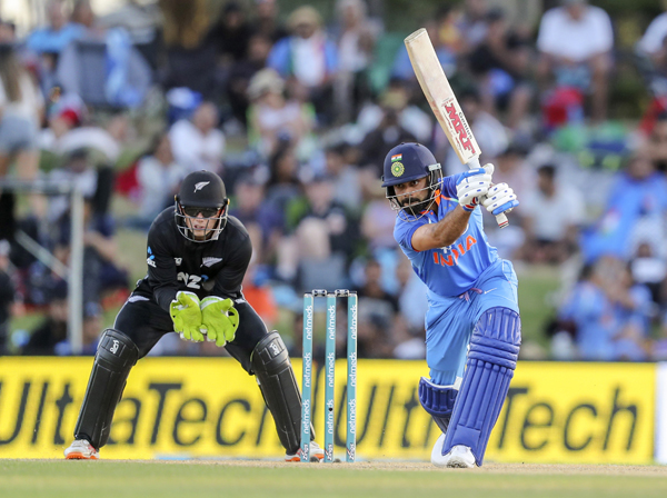 India's Virat Kohli bats against New Zealand during their third one day international cricket match at Bay Oval, Tauranga, New Zealand on Monday.