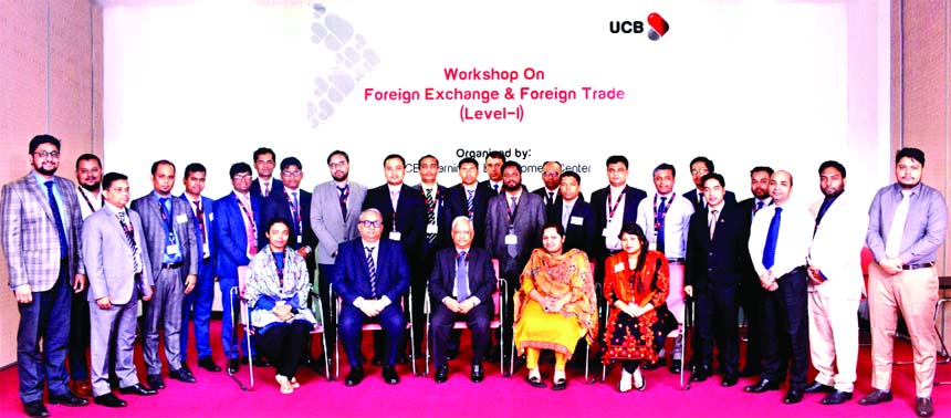 Arif Quadri, AMD of United Commercial Bank (UCB) Limited, poses for a photograph with the participants of a 5 days long advance level workshop on 'Foreign Exchange and Foreign Trade' for its senior executives at its training centre in the city recently.