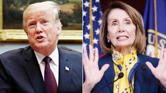 U.S. President Donald Trump and Speaker Nancy Pelosi are seen in this combination image.