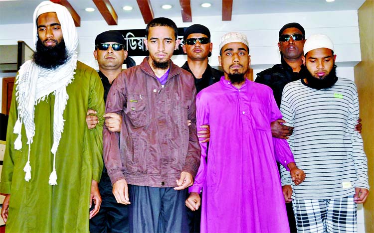 Four members of Ansarullah Bangla Team (ABT) were arrested by the RAB from Uttara area as they were intended to attack jail to free their chief. This photo was taken from Media Centre in Kawran Bazar on Friday.