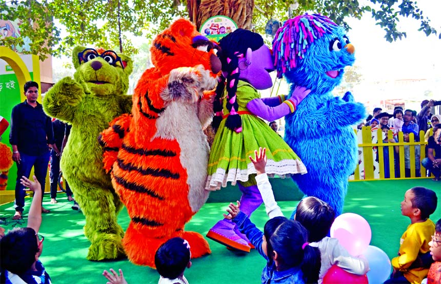 Children thronged second day of the Book Fair at Bangla Academy premises with their parents, enjoying themselves at Shishu Chattar with Sisimpur puppet on Saturday.